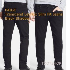 PAIGE Lennox Slim Straight Leg Jeans Black Shadow sz 33  Inseam 32